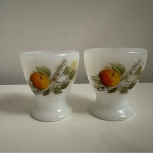 Charming White Egg Cups with Fruit Motif
